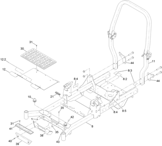 Frame Assembly Diagram and Parts List for 77280 411495392 - 411926928 Toro Lawn Tractor