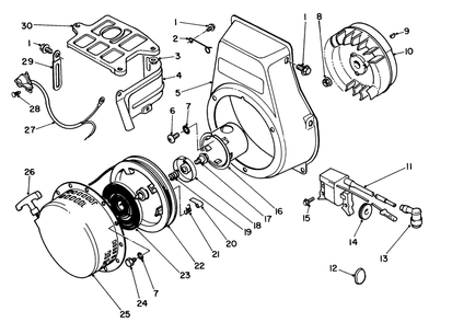 Recoil Starter Assembly Diagram and Parts List for 58435 4000001 - 4999999 Toro Edger