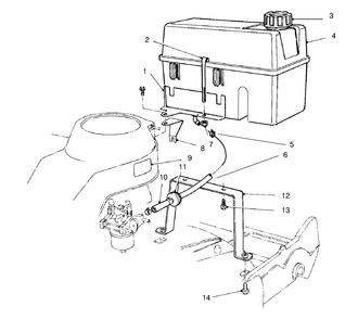 Gas Tank Assembly Diagram and Parts List for 22038 8900001 - 8999999 Toro Lawn Tractor Accessories