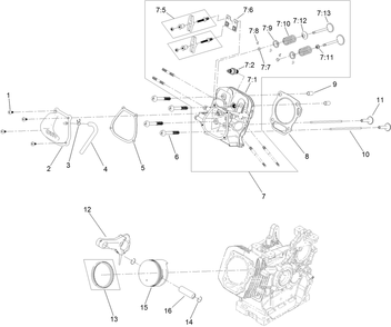 Piston And Head Assembly Diagram and Parts List for 38844 409000000 - 411999999 Toro Snow Blower