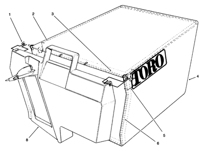 Grass Bag Assembly Diagram and Parts List for 20768 6900001 - 6999999 Toro Lawn Mower