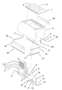 Hood Assembly Diagram and Parts List for 74214 (230000001-230006000)(2003) Toro Lawn Mower