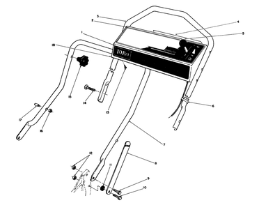 Control Panel Handle Assembly Diagram and Parts List for 20526C 8000001 - 8999999 Toro Lawn Mower
