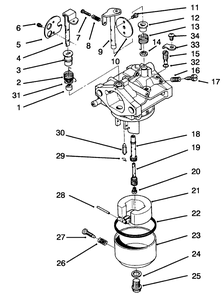 Carburetor Assembly Diagram and Parts List for 30165 4900001 - 4999999 Toro Lawn Tractor Accessories