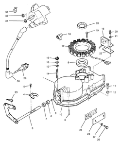 Gearcase & Ignition Assembly Diagram and Parts List for 74101 590001 - 599999 Toro Lawn Tractor