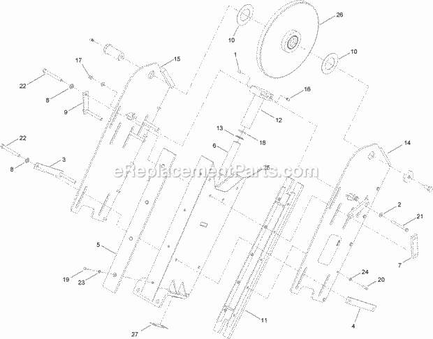48 Inch Rock Boom Assembly Diagram and Parts List for 25443  Toro Lawn Tractor Accessories