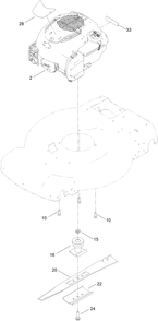Engine And Blade Assembly Diagram and Parts List for 21472 410239154 - 411763999 Toro Lawn Mower
