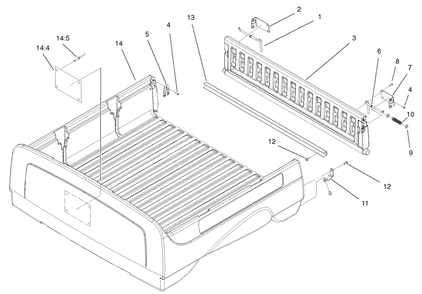 Tailgate Assembly Diagram and Parts List for 12003 220000001 - 220999999 Toro Lawn Tractor