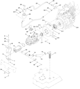 Tandem Pump And Gear Pump Assembly Diagram and Parts List for 22327 412549820 - 412764339 Toro Lawn Tractor Accessories