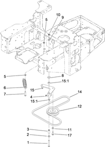Pump Idler And Belt Assembly Diagram and Parts List for 74450TE (290000001-290999999)(2009) Toro Lawn Mower