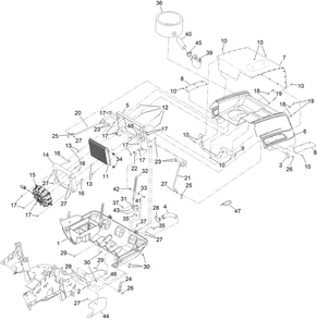Hood And Oil Cooler Assembly Diagram and Parts List for 74090 410000000 - 412999999 Toro Lawn Tractor