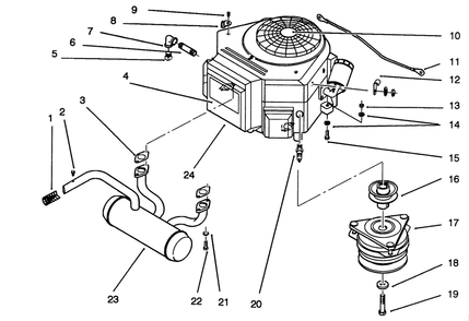 Engine And Clutch Diagram and Parts List for 42-16BE01 2000001 - 2999999 Toro Lawn Tractor