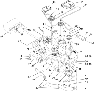 Deck Assembly Diagram and Parts List for 74943CP (290000001-290999999)(2009) Toro Lawn Mower