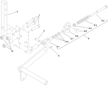 Rh Motion Control Assembly Diagram and Parts List for 74450TE (310000001-310999999)(2010) Toro Lawn Mower
