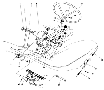 Pedals And Steering Wheel Assembly Diagram and Parts List for 30798 9000001 - 9999999 Toro Lawn Tractor