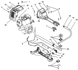 Handle & Upper Boom Assembly Diagram and Parts List for 51926 69000001 - 69999999 Toro Trimmer