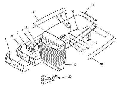 Hood Assembly Diagram and Parts List for 72041 3900001 - 3999999 Toro Lawn Tractor