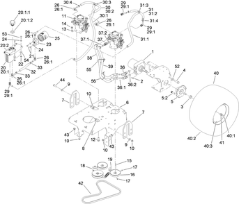 Ground Drive Assembly Diagram and Parts List for 74568TE (310000001-310999999)(2010) Toro Lawn Mower