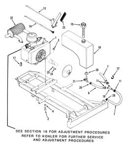 Engine And Fuel Systems Diagram and Parts List for Z1-18KE02  Toro Lawn Tractor