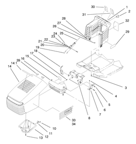 Hood Assembly Diagram and Parts List for 71189 7900001 - 7999999 Toro Lawn Tractor