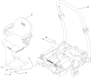 Seat And Roll-Over Protection System Assembly Diagram and Parts List for 74264TE (310000001-310999999)(2010) Toro Lawn Mower