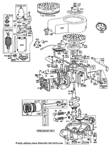 Engine Model 130905 (Electric) Briggs & Stratton Diagram and Parts List for 57043 1000001 - 1999999 Toro Lawn Tractor