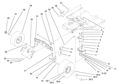 Front Axle Assembly Diagram and Parts List for 71188 7900001 - 7999999 Toro Lawn Tractor
