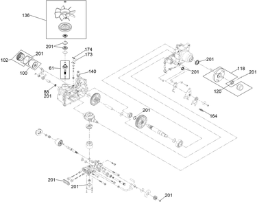 Lh Transaxle Assembly No. 145-3696 Diagram and Parts List for 74035 412600000 - 414070147 Toro Lawn Tractor