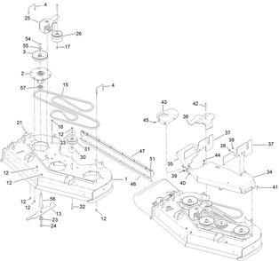 Deck Assembly Diagram and Parts List for 72542TE 413000000 - 414199999 Toro Lawn Mower