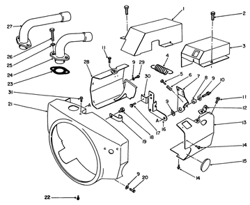 Engine Air Housing-Onan No. P220g, Type I/10808c Diagram and Parts List for 30798 0000001 - 0999999 Toro Lawn Tractor
