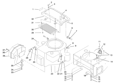 14 Hp Engine & Oil Cooler Diagram and Parts List for 30187 790001 - 795000 Toro Lawn Tractor Accessories