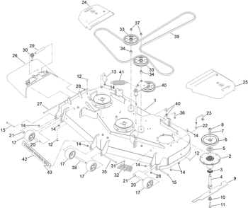 Deck Assembly Diagram and Parts List for 74057 418034664 - 418190486 Toro Lawn Tractor