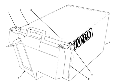 Grass Bag Assembly No. 11-0189 Diagram and Parts List for 20764BC 49000001 - 49999999 Toro Lawn Mower