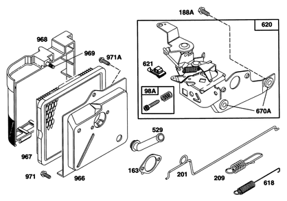Engine Briggs & Stratton Model 122702-0182-01 Diagram and Parts List for 20907B 3900001 - 3999999 Toro Lawn Mower
