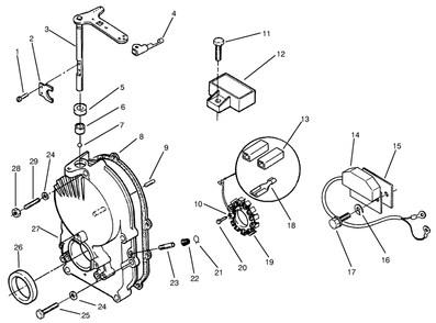 Gear Case & Ignition Controls Diagram and Parts List for 73502 7900001 - 7999999 Toro Lawn Tractor