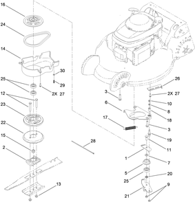 Blade Brake Control Assembly Diagram and Parts List for 20897 316000001 - 316999999 Toro Lawn Mower