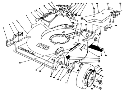 Housing Assembly (Model 22035) Diagram and Parts List for 22035 9000001 - 9006453 Toro Lawn Mower