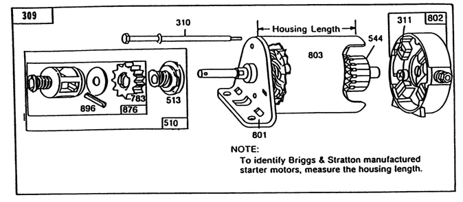 Briggs & Stratton Starter Motor Assembly 12 H.P. Rear Engine Rider Eledtric Model 56175 Diagram and Parts List for 56175 8000001 - 8999999 Toro Lawn Tractor