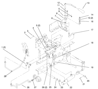 Hydraulic Lift System Diagram and Parts List for 73403 6900001 - 6999999 Toro Lawn Tractor