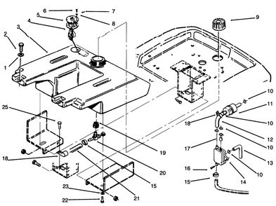 Fuel Tank And Fuel Pump Diagram and Parts List for 73501 59002869 - 59002946 Toro Lawn Tractor