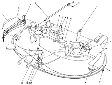 Baffle Assembly Diagram and Parts List for R5-38SY01 1000001 - 1999999 Toro Lawn Mower
