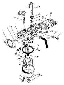 Carburetor Assembly Diagram and Parts List for 20522C 6000001 - 6999999 Toro Lawn Mower
