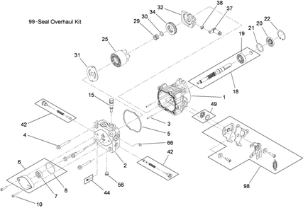 Hydraulic Pump Assembly 2 Diagram and Parts List for 38494 (290000001-290999999)(2009) Toro Lawn Mower