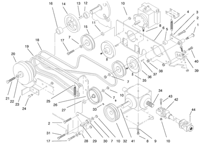 Drive Systems Diagram and Parts List for 74182 (891565-899999)(1998) Toro Lawn Tractor