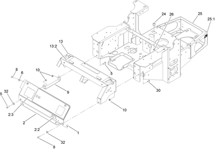 Main Frame Assembly Diagram and Parts List for 74410 (280000001-280999999)(2008) Toro Lawn Mower