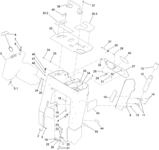 Tower, Control Panel And Fuel Tank Assembly Diagram and Parts List for 22974 400000000 - 401999999 Toro Lawn Tractor Accessories
