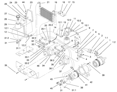Part Location Diagram of 98-4384 Toro Hydraulic Hose Assembly