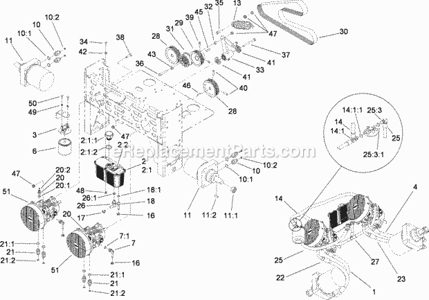 Hydraulic Assembly Diagram and Parts List for 74284 280000001-280999999 Toro Lawn Mower