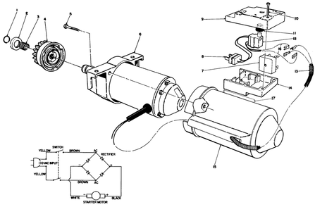Starter Motor & Switch Housing Assembly Diagram and Parts List for 38185C 8000001 - 8999999 Toro Snow Blower