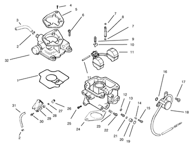 Carburetor And Fuel Pump Diagram and Parts List for 30611 690001 - 699999 Toro Lawn Tractor